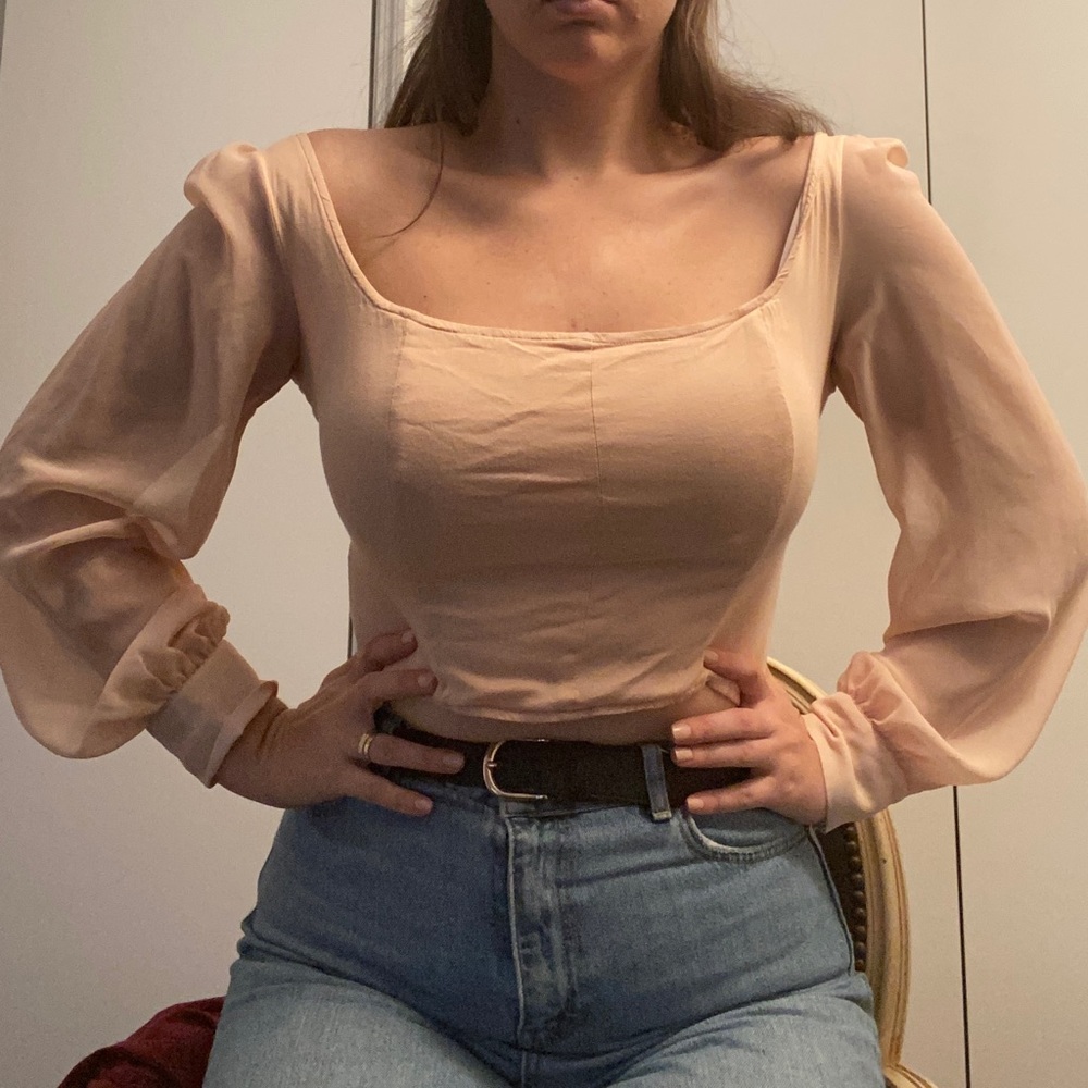 Pink Urban Outfitters Cropped Peasant top.
